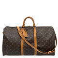 LOUIS VUITTON Monogram Canvas Keepall Bandouliere 55 Brown