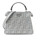 Iridescent Crystal Vitello Laminato Suede FF Petite Peekaboo I SEE U Satchel Cappuccino