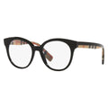 Burberry Eyeglasses Round Full Rim, Black Frame and Clear Demo Lenses Lens BE23563942