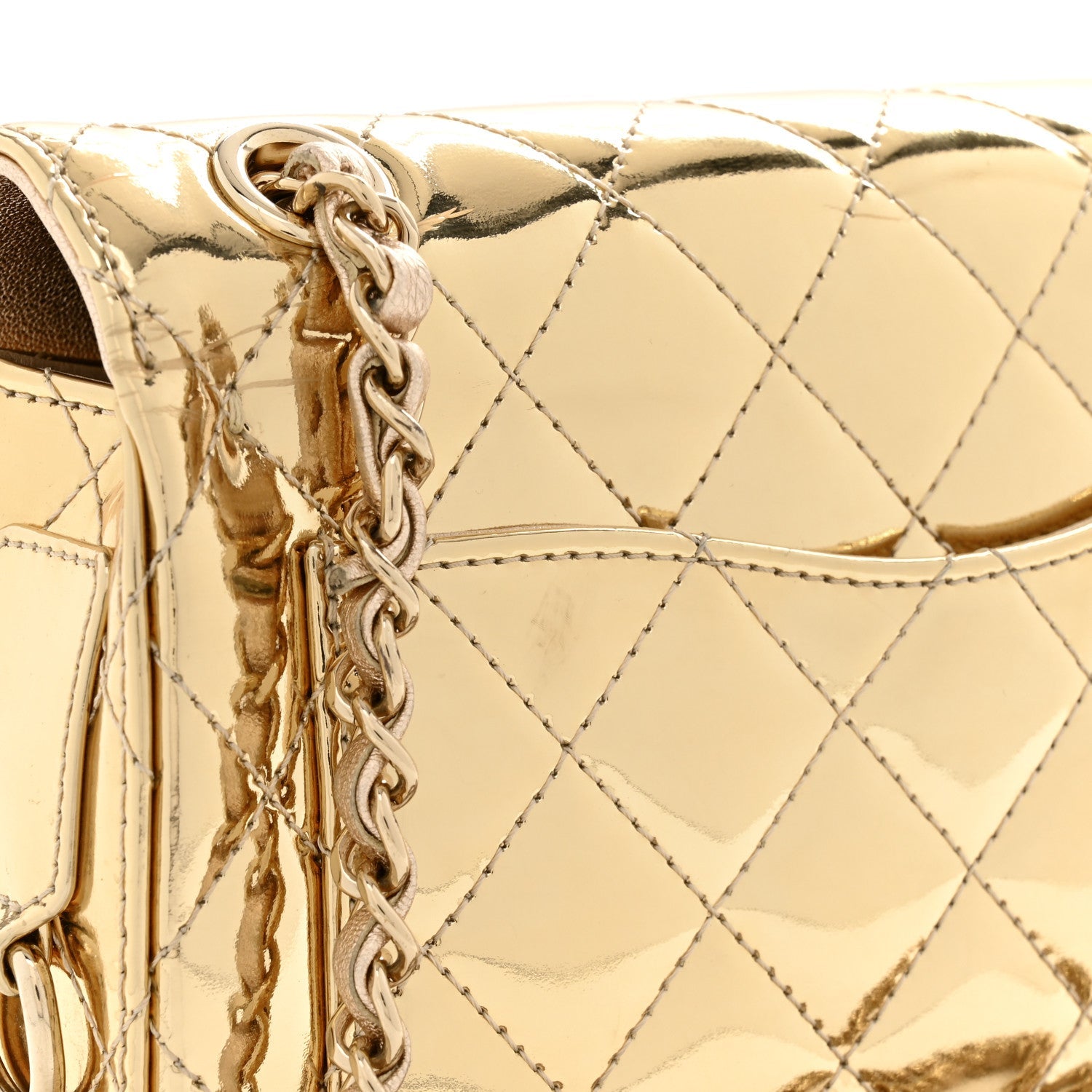 Mirror Calfskin Metallic Calfskin Quilted Hollywood Boulevard Mini Flap With Star Coin Purse Gold