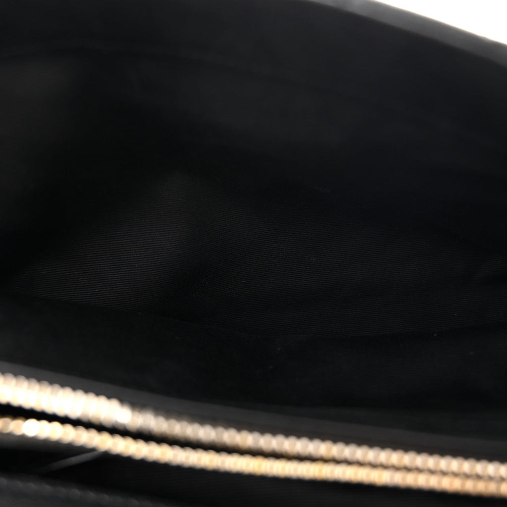 Sheepskin Matelasse Chevron Monogram Medium College Bag Black