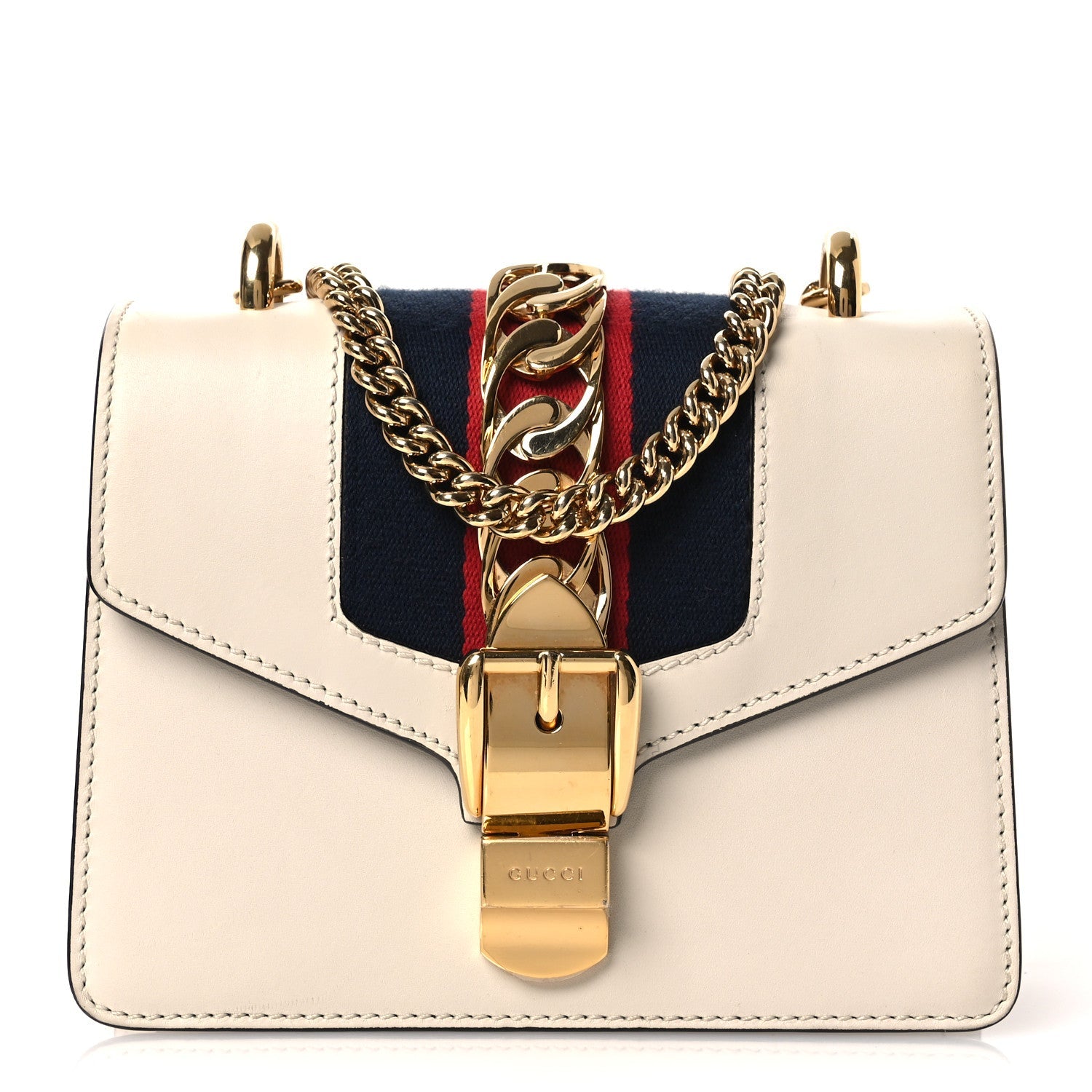 Calfskin Mini Sylvie Chain Shoulder Bag White