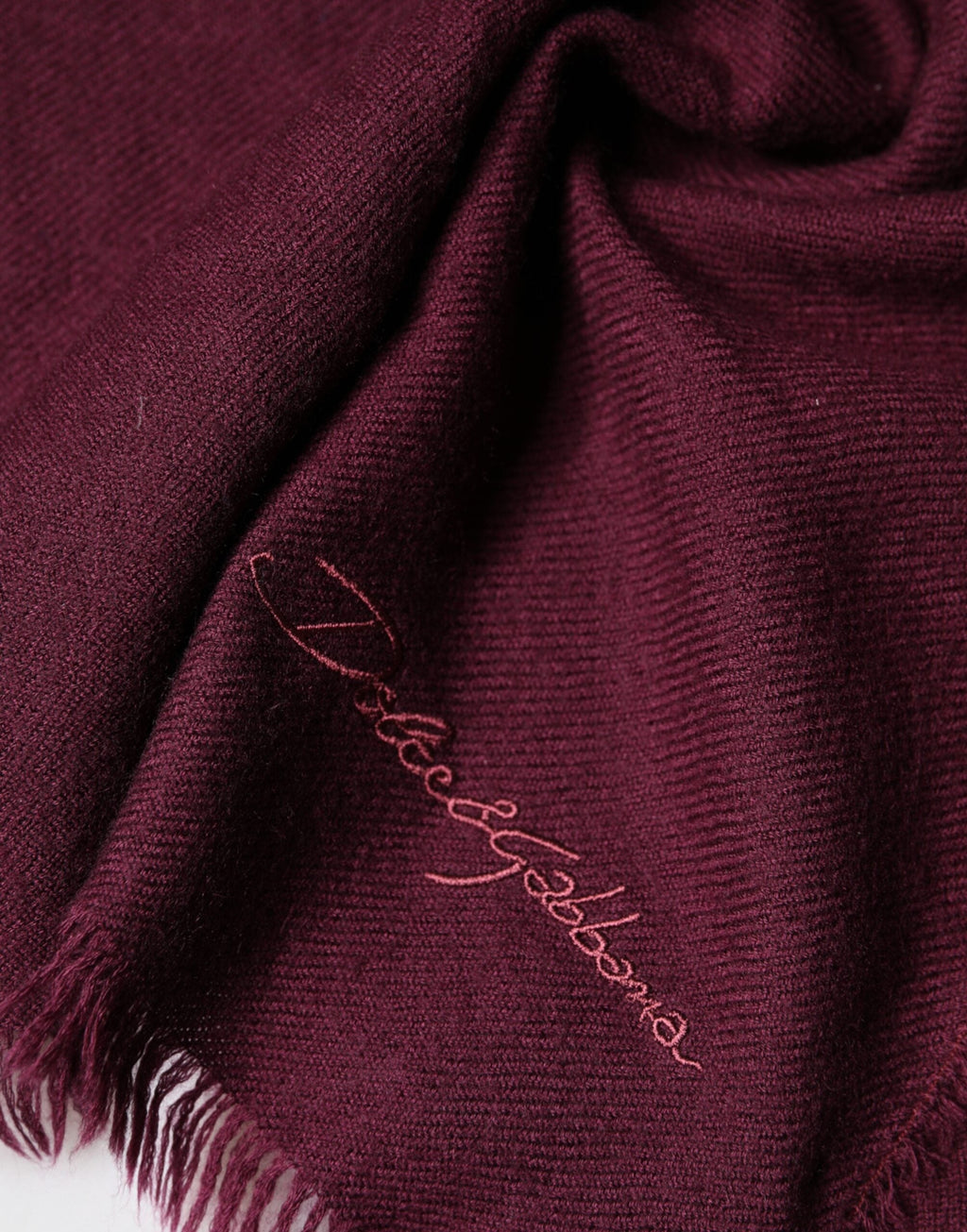 Dolce & Gabbana Maroon Cashmere Fringes Neck Wrap Shawl Men's Scarf