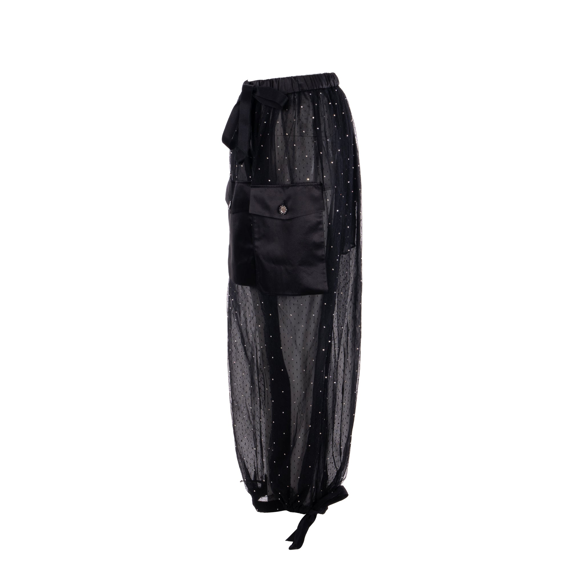 Chanel size 36 19C transparent pants polyamide/ silk black