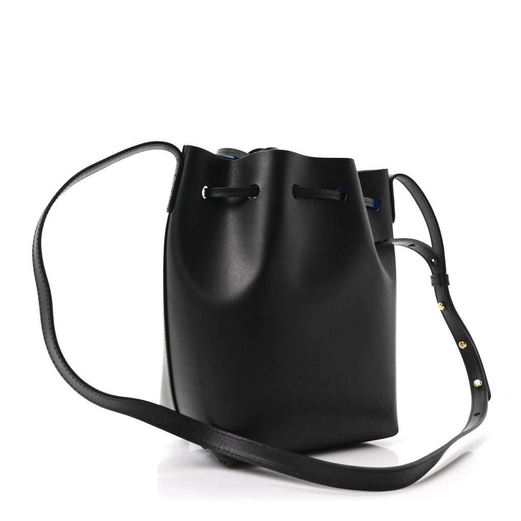Calfskin Mini Bucket Bag Black Royal Blu