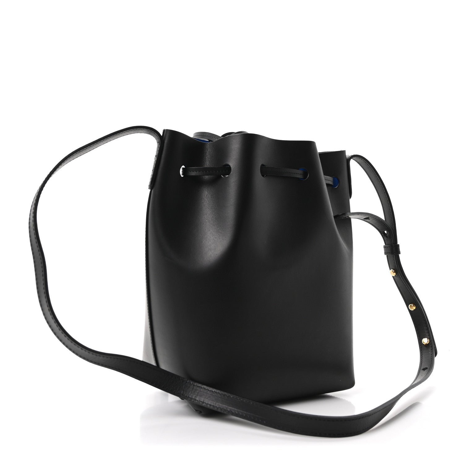 Calfskin Mini Bucket Bag Black Royal Blu
