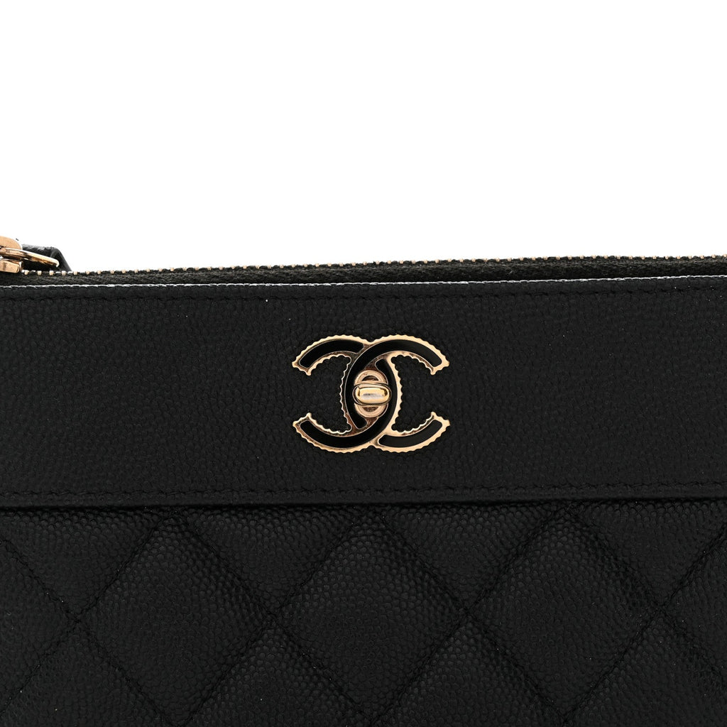 Caviar Quilted Small Vintage Mademoiselle Cosmetic Case Black