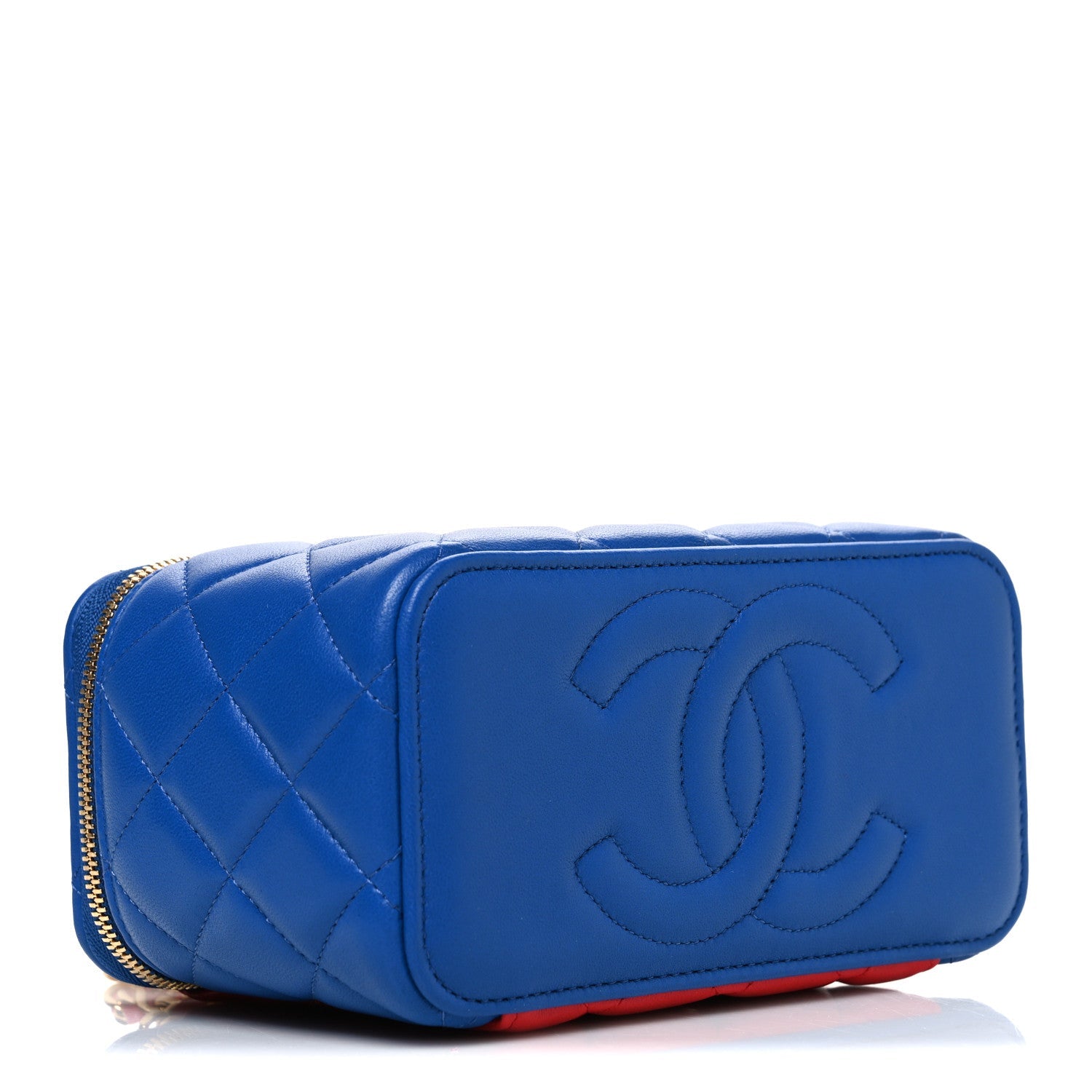 Lambskin Quilted Superhero Top Handle Long Vanity Blue Red Yellow
