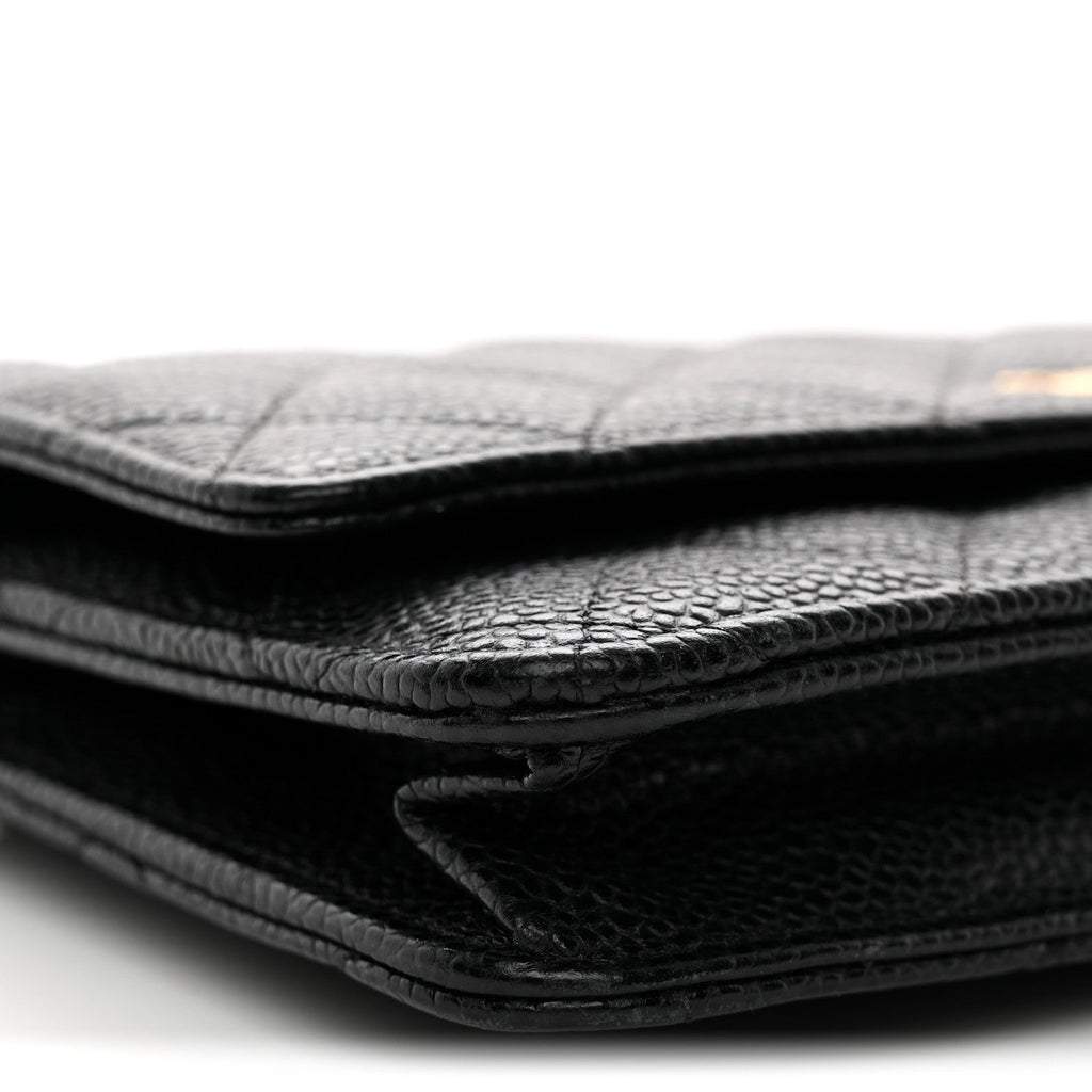 Caviar Quilted Wallet On Chain WOC Black