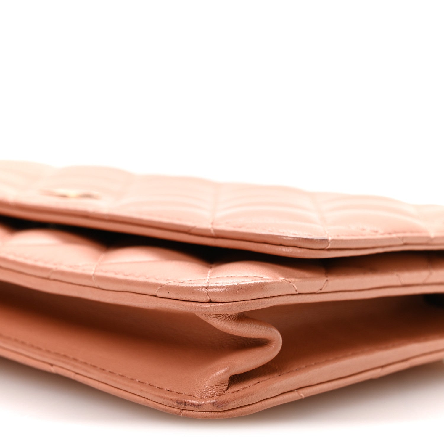 Lambskin Quilted Wallet on Chain WOC Salmon Pink