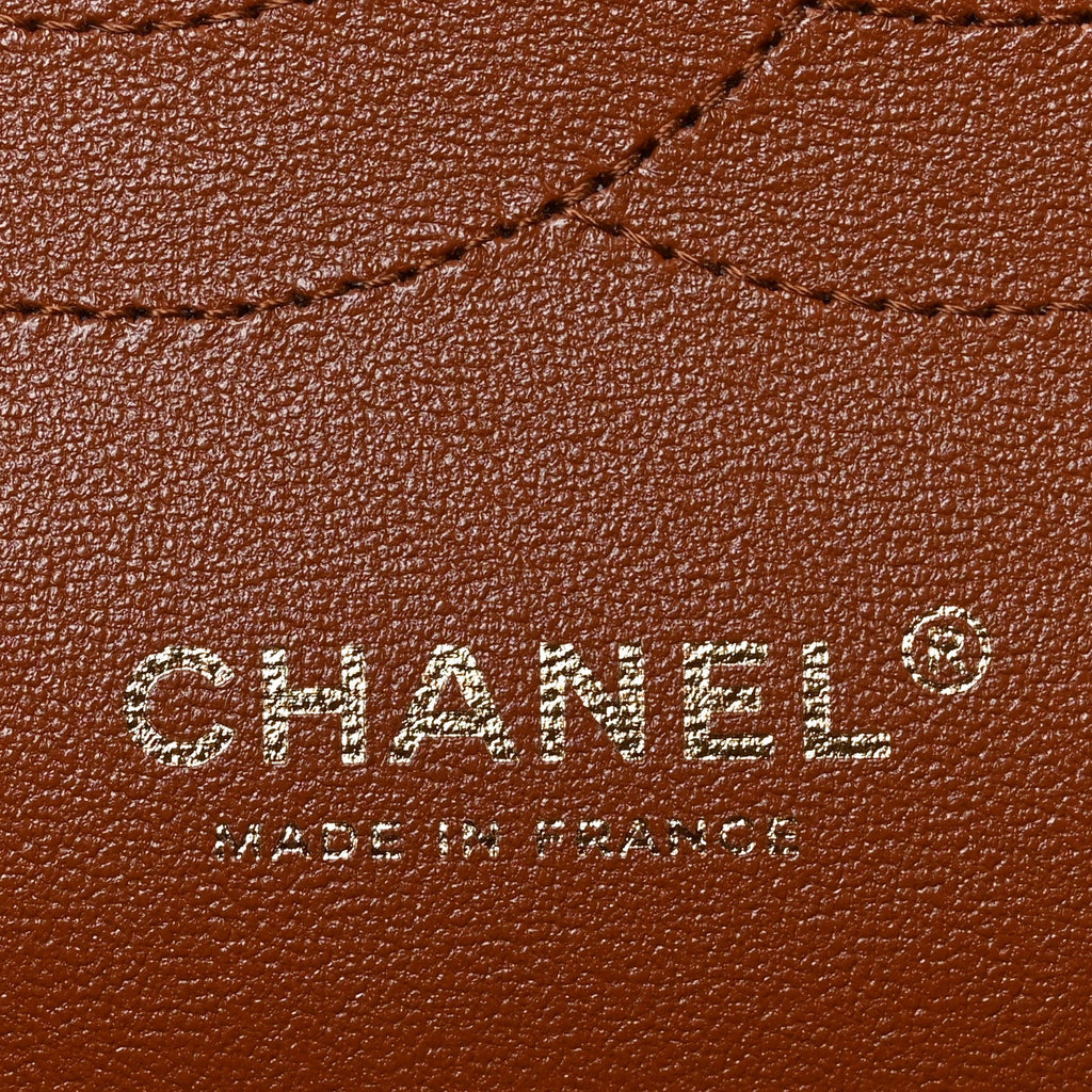 Caviar Quilted Jumbo Double Flap Light Brown