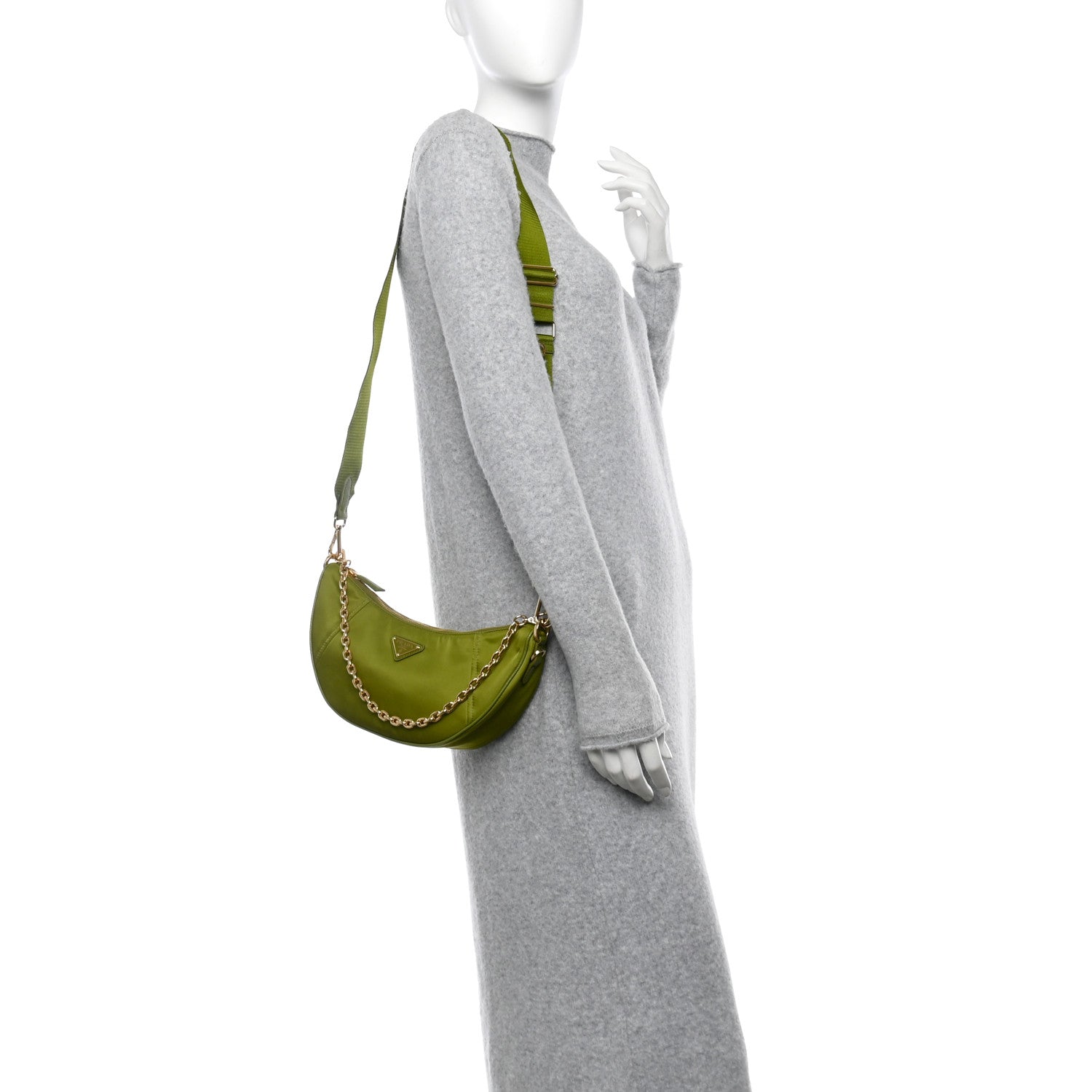 Re-Nylon Demi-lune Shoulder Bag Ivy Green
