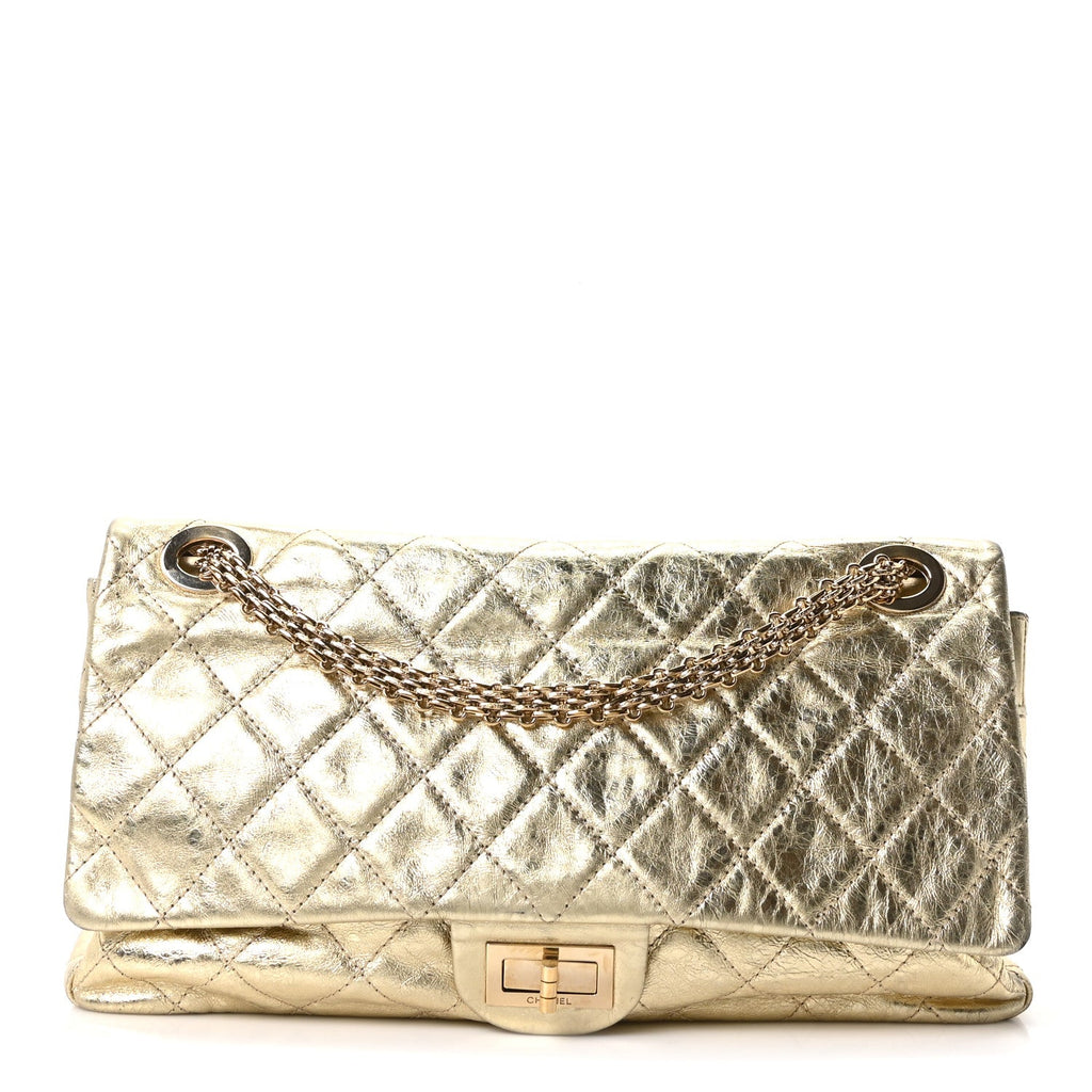 Metallic Aged Calfskin Quilted 2.55 Reissue 227 Flap Gold