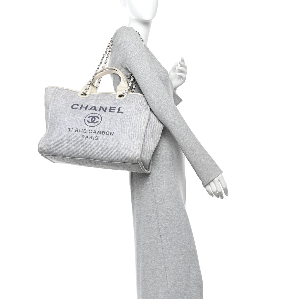 Woven Straw Raffia Medium Deauville Tote Light Blue