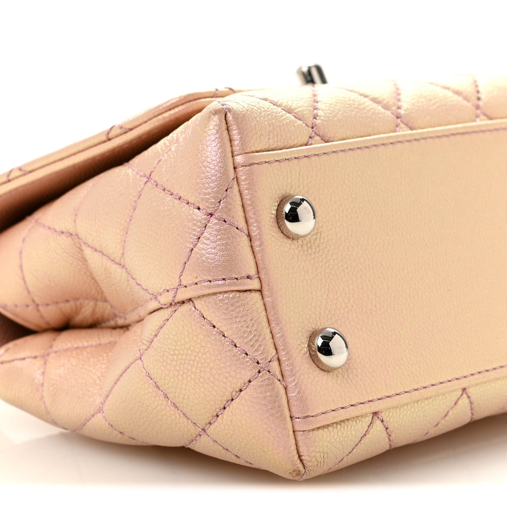 Iridescent Caviar Quilted Extra Mini Coco Handle Flap Light Pink