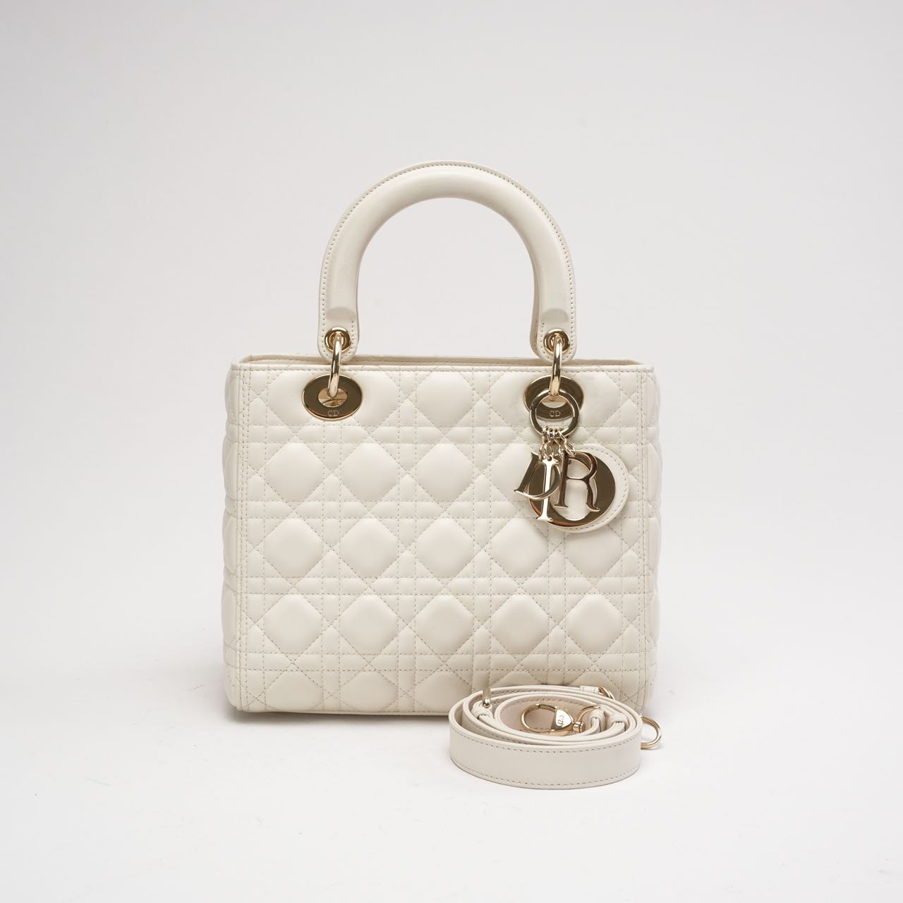Dior Lady Dior Medium Bag White Lambskin (2019)