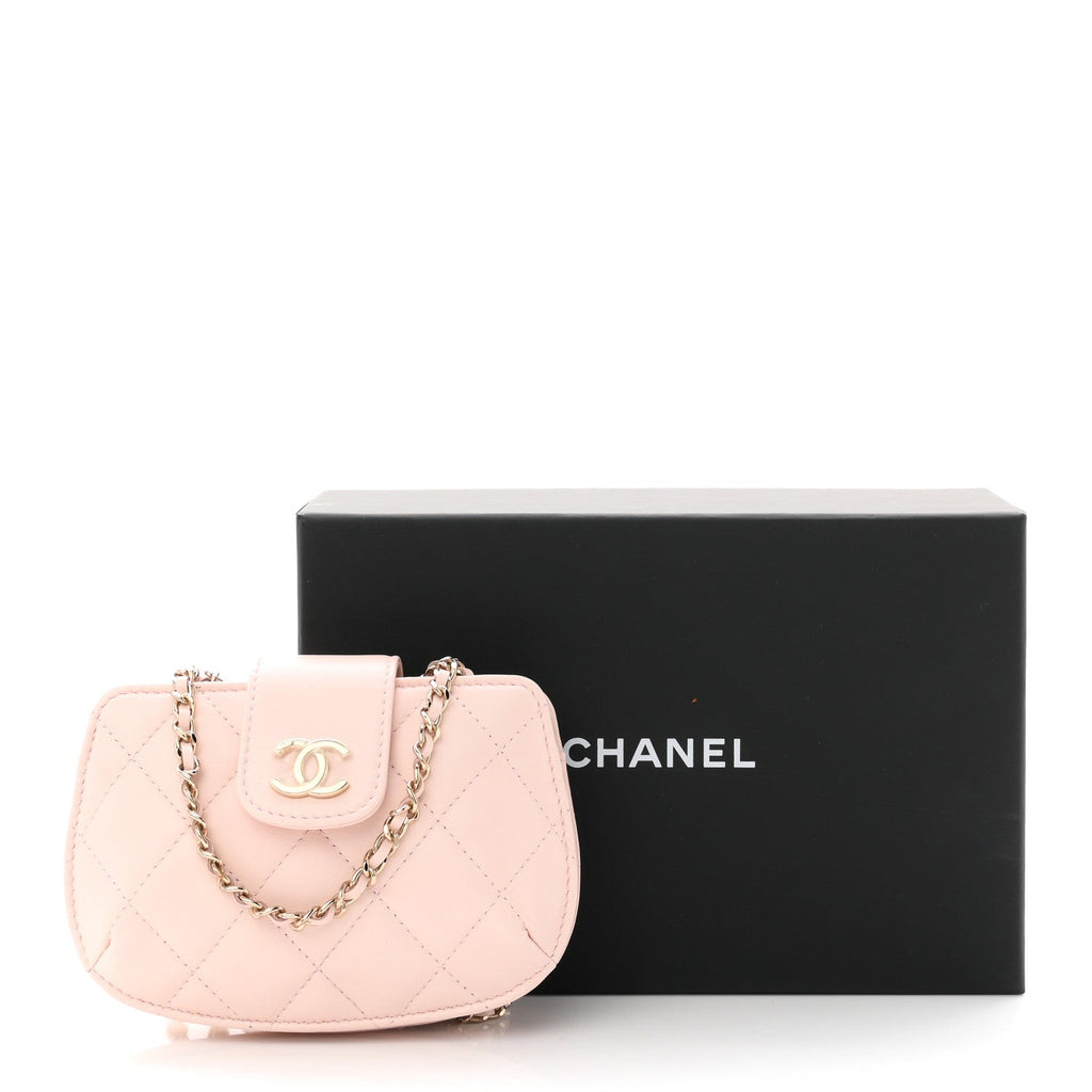 Lambskin Quilted Mini CC Chain Bag Light Pink