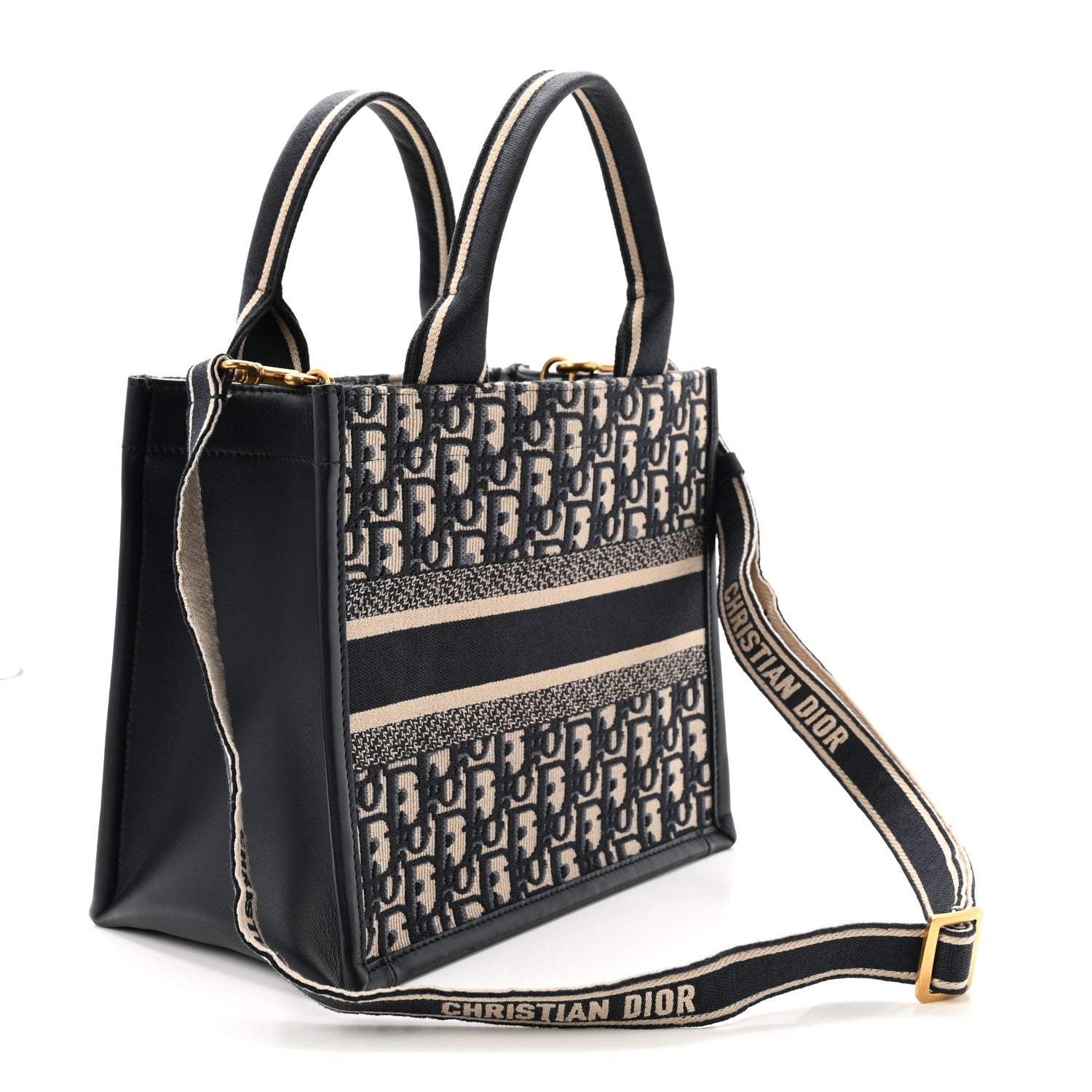 Oblique Calfskin Small Book Tote With Strap Blue Multicolor