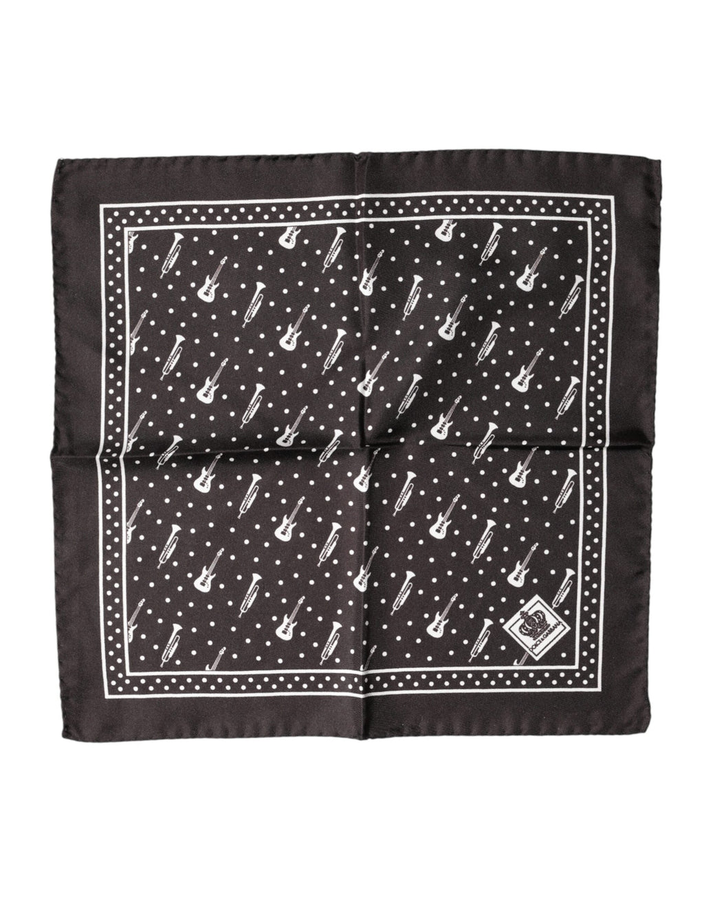 Dolce & Gabbana Black Guitar Trumpet Men Handkerchief Men's Scarf