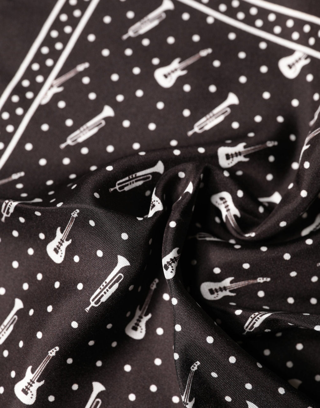 Dolce & Gabbana Black Guitar Trumpet Men Handkerchief Men's Scarf