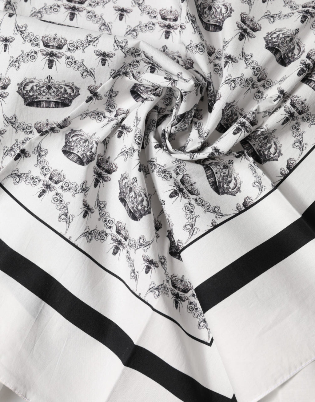 Dolce & Gabbana White Crown Cotton Men Square Foulard Men's Scarf
