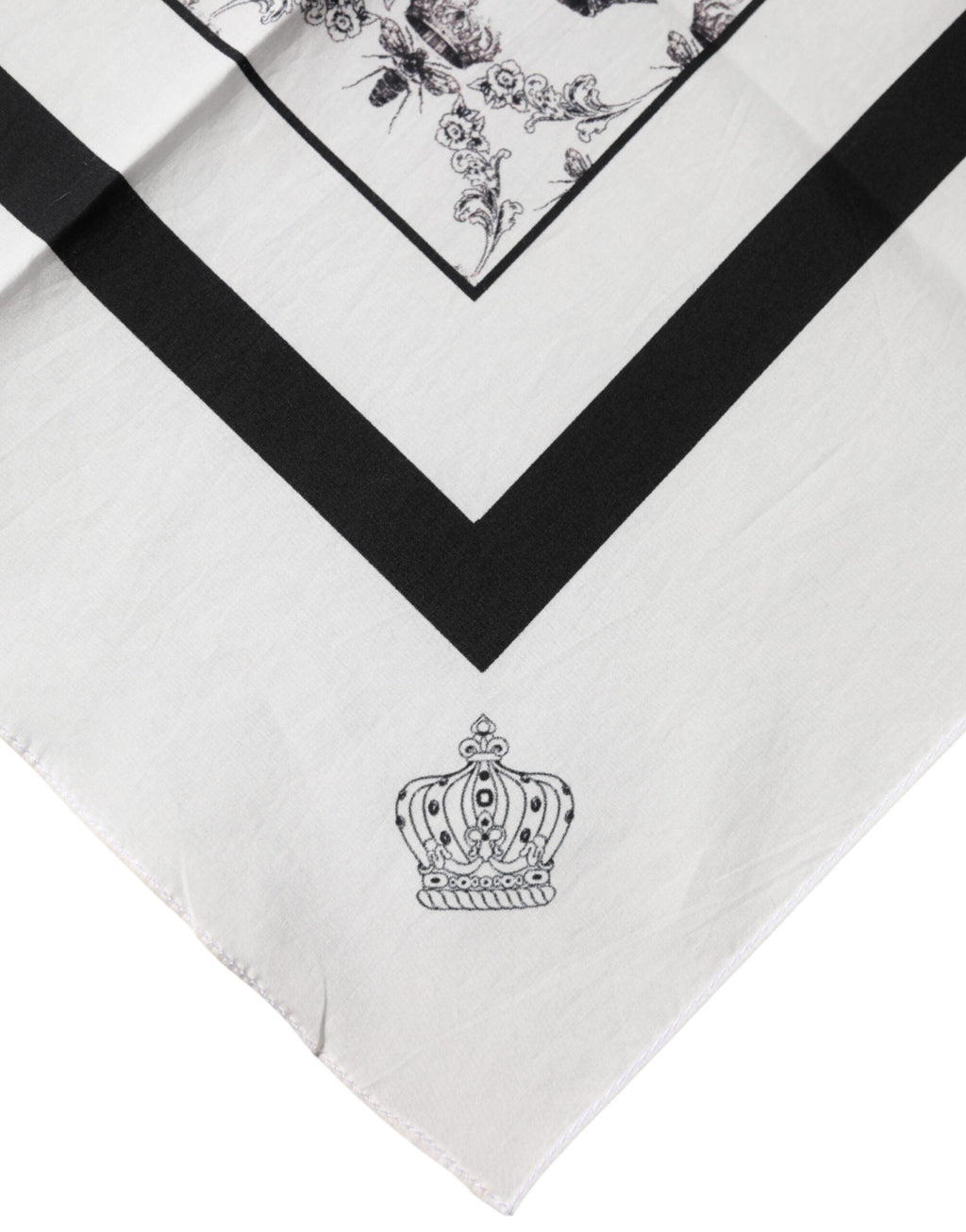 Dolce & Gabbana White Crown Cotton Men Square Foulard Men's Scarf
