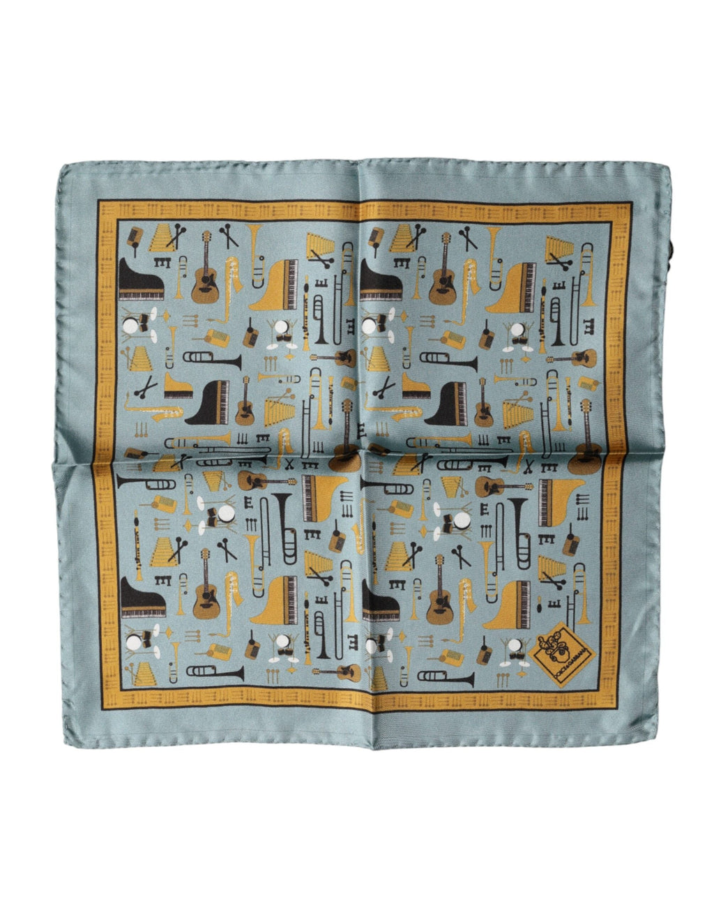 Dolce & Gabbana Blue Jazz Club Square Handkerchief Men's Scarf