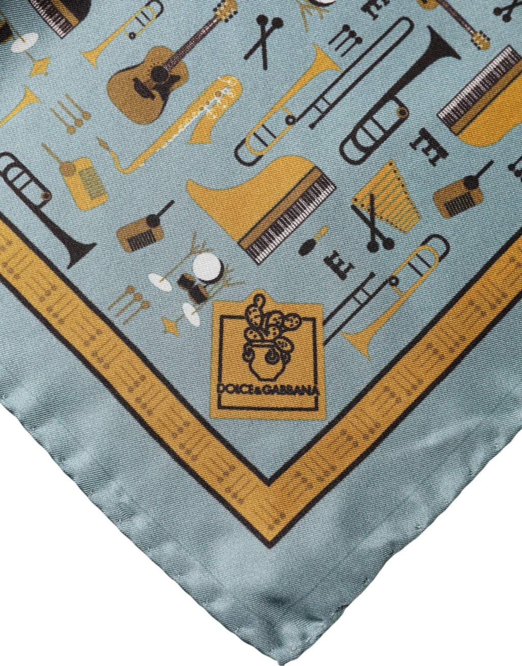 Dolce & Gabbana Blue Jazz Club Square Handkerchief Men's Scarf