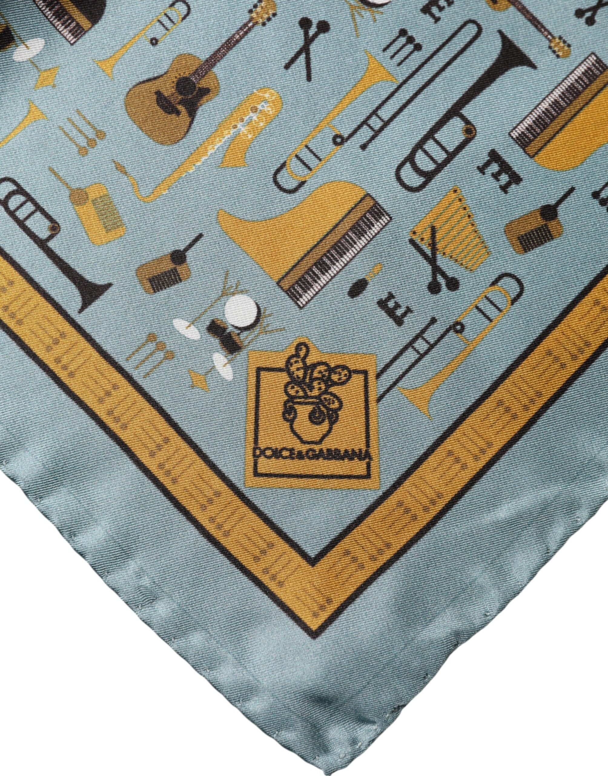 Dolce & Gabbana Blue Jazz Club Square Handkerchief Men's Scarf