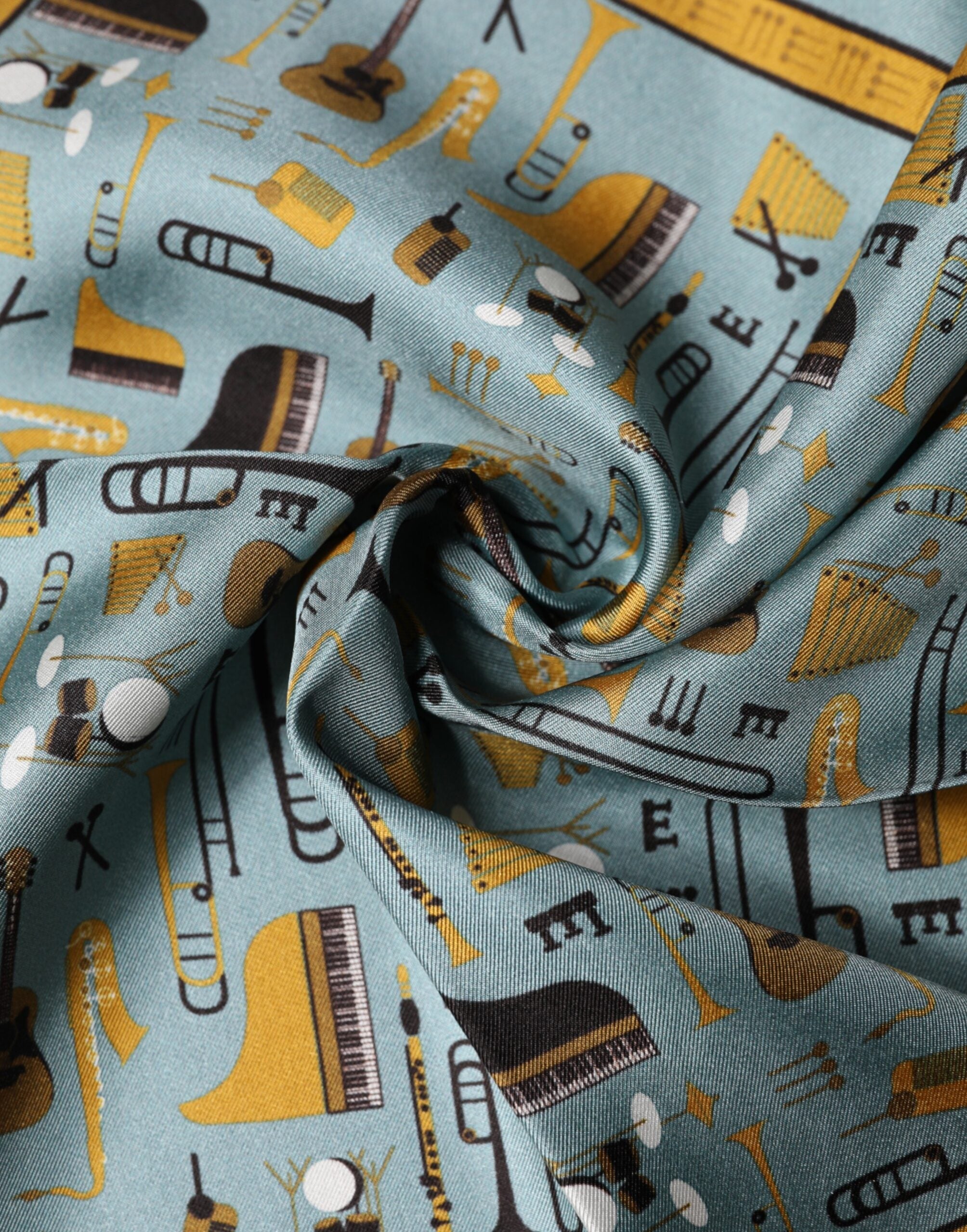 Dolce & Gabbana Blue Jazz Club Square Handkerchief Men's Scarf