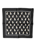 Dolce & Gabbana Black Dog Print Square Handkerchief Men's Scarf