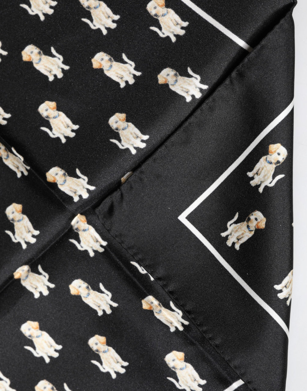 Dolce & Gabbana Black Dog Print Square Handkerchief Men's Scarf