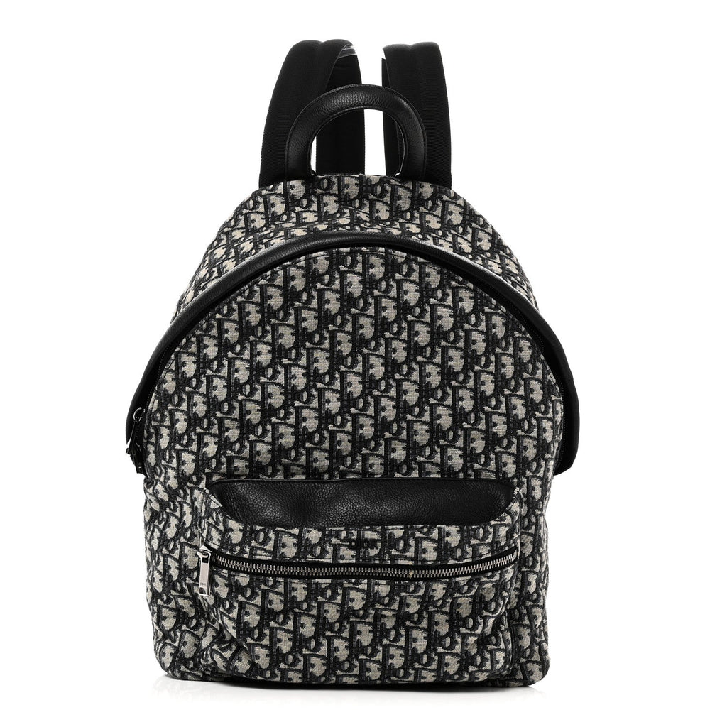 Oblique Calfskin Rider Backpack Beige Black