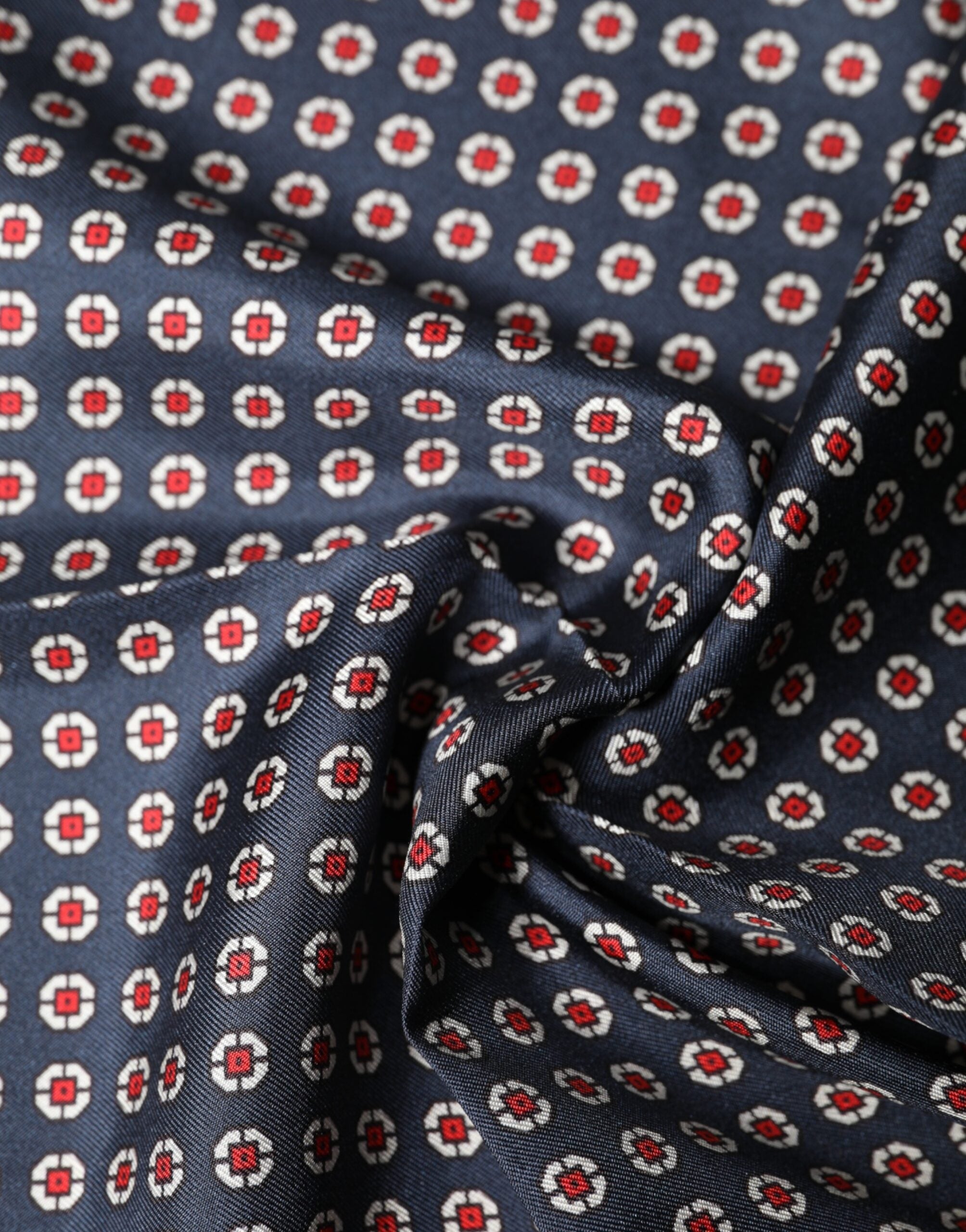 Dolce & Gabbana Blue Patterned Silk Square Handkerchief Men's Scarf