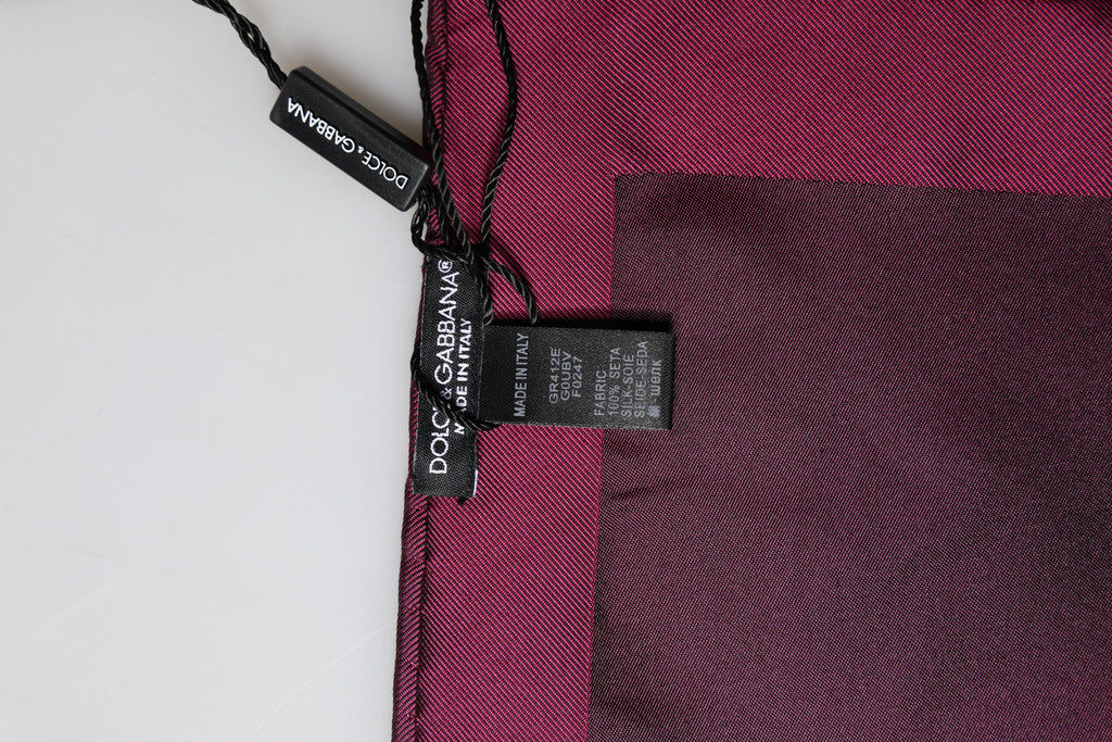 Dolce & Gabbana Maroon Silk Lace Stole Square Foulard Men's Scarf