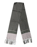 Dolce & Gabbana Gray Patterned Fringes Neck Foulard Men's Scarf