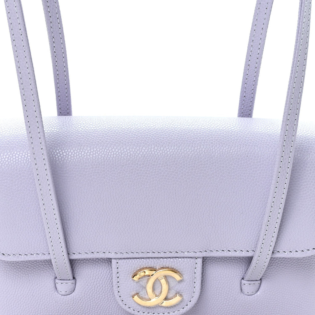 Shiny Caviar Mini Preppy Coco Shoulder Bag Purple