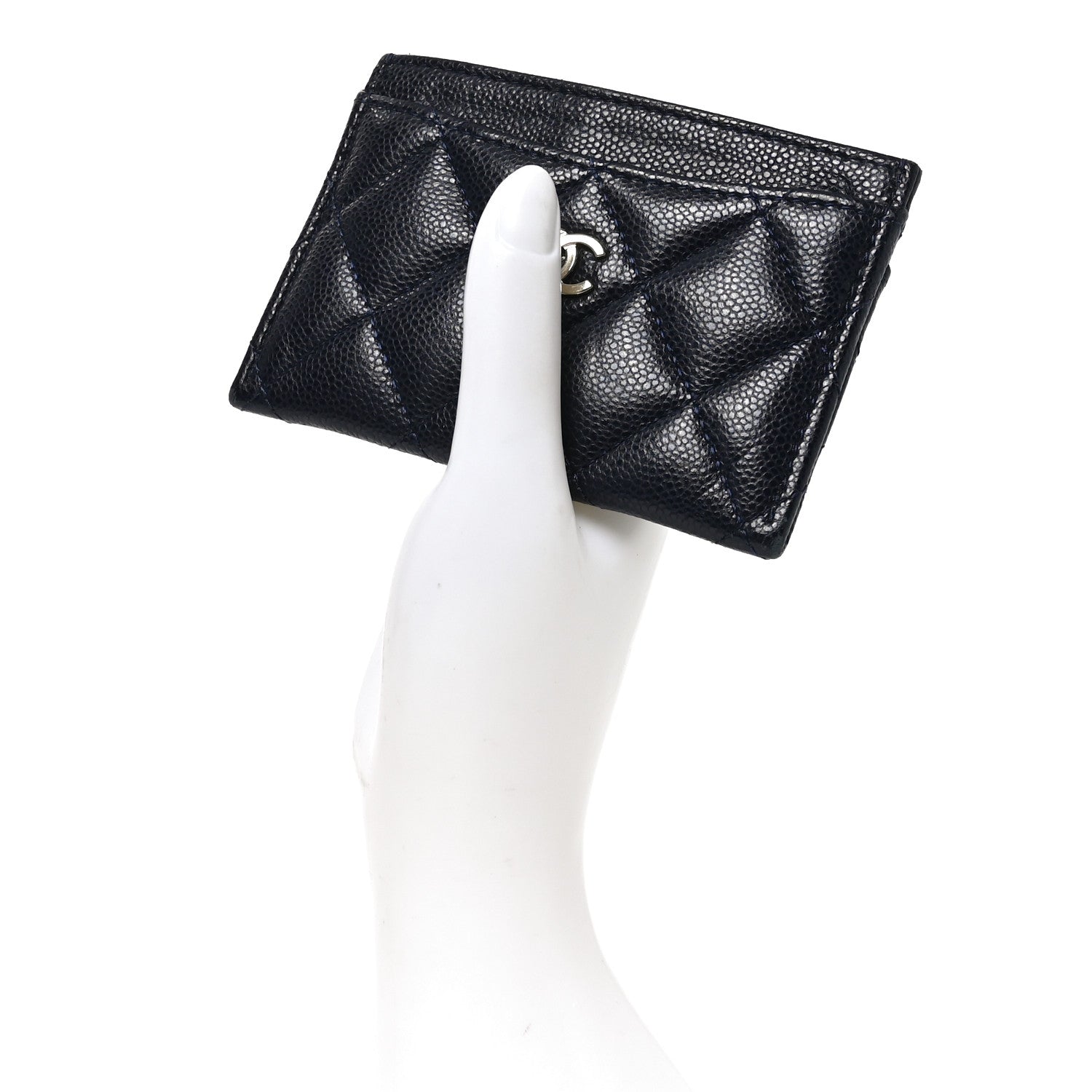 Caviar Quilted Card Holder Navy