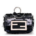 Sequin Paillettes Shiny Nappa Sex and the City Nano Maxi Buckle Baguette Charm Blue