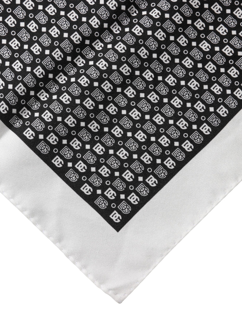 Dolce & Gabbana White Black Patterned Square Foulard Men's Scarf