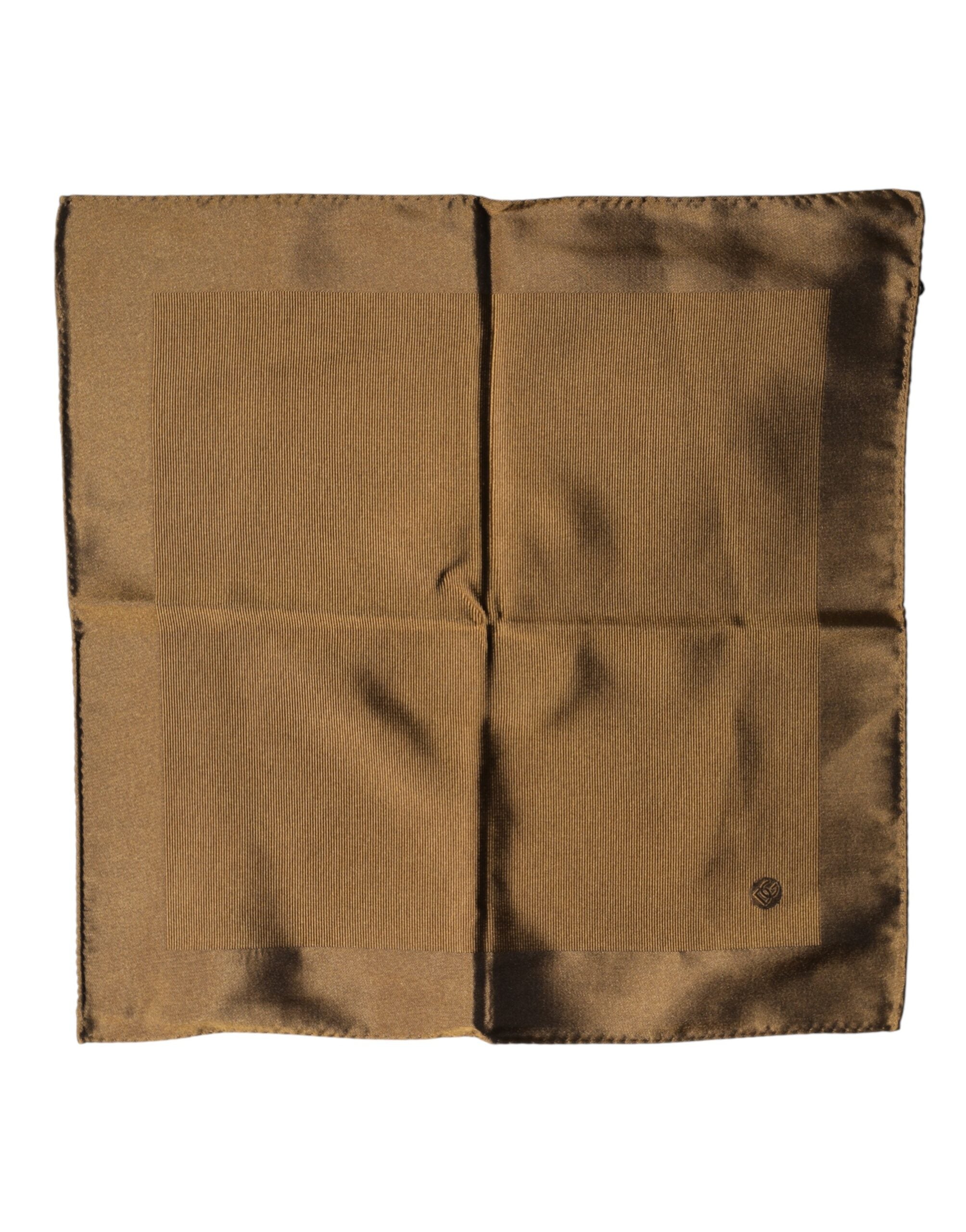 Dolce & Gabbana Brown Logo Silk Men Square Handkerchief Men's Scarf