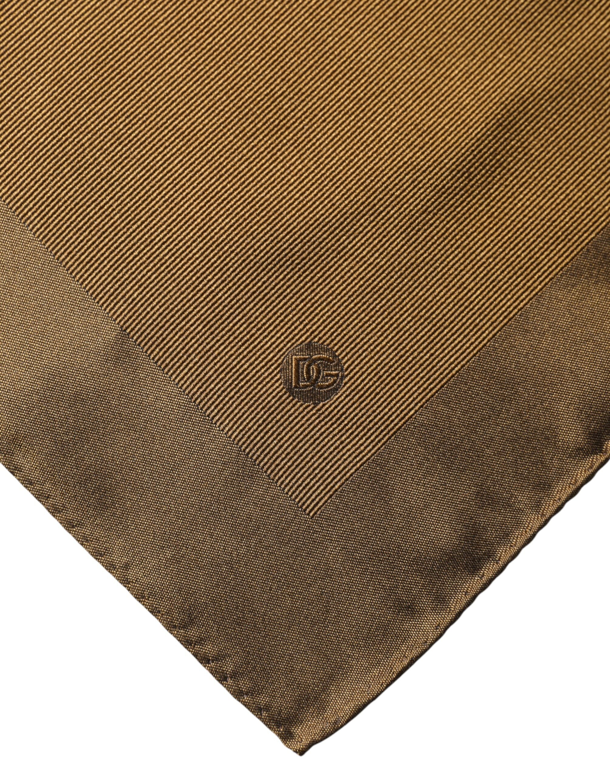 Dolce & Gabbana Brown Logo Silk Men Square Handkerchief Men's Scarf