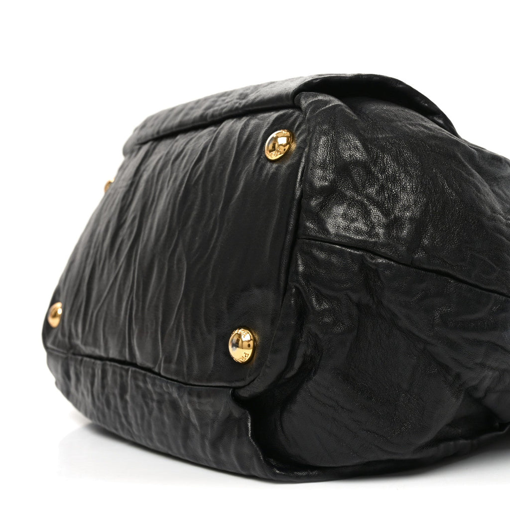 Nappa Antique Drawstring Tote Black