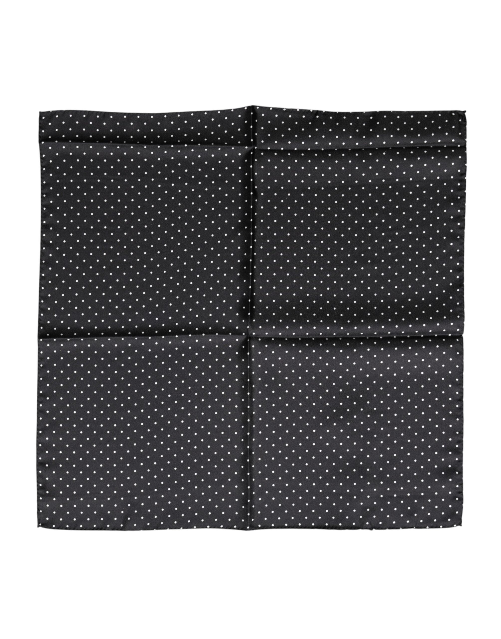 Dolce & Gabbana Black Polka Dot Silk Square Foulard Women's Scarf