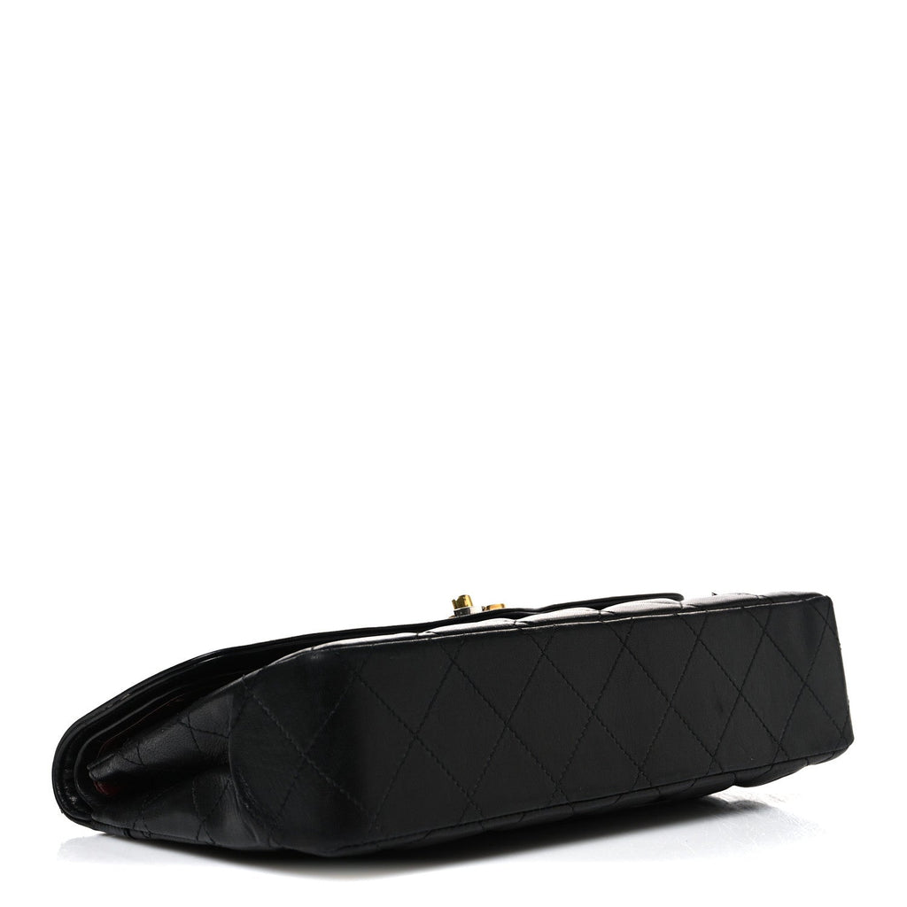 Lambskin Medium Double Flap Black
