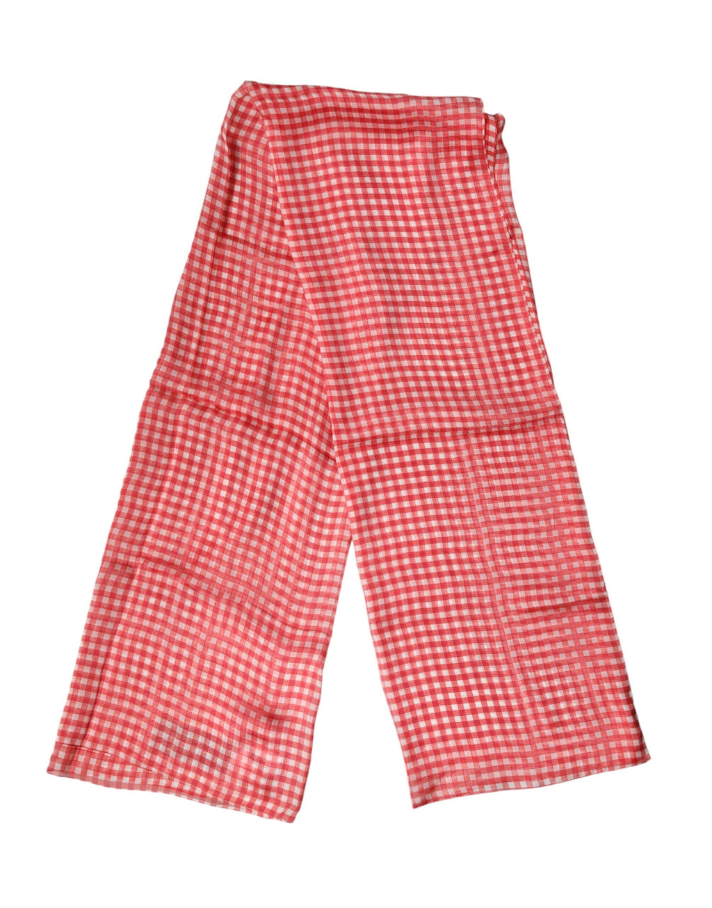 Dolce & Gabbana Red Checkered Silk Neck Wrap Shawl Men's Scarf