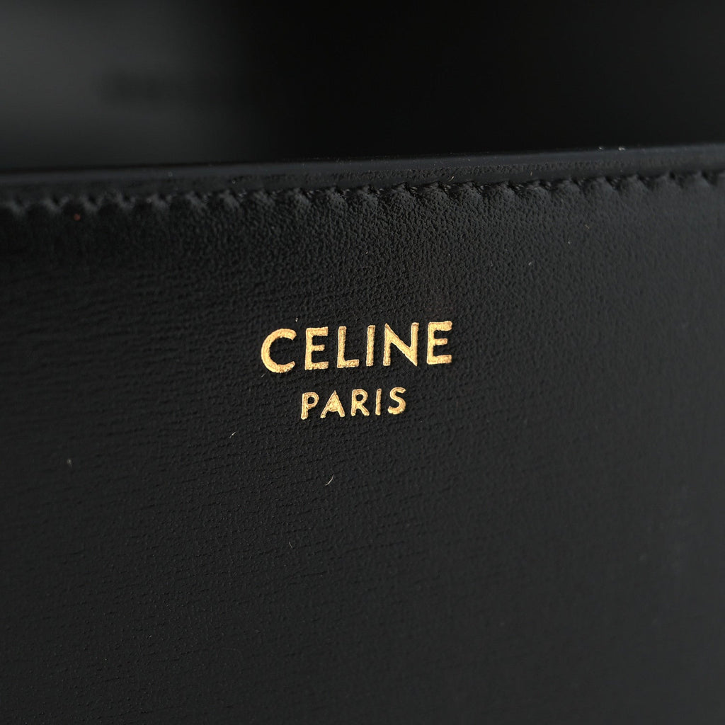 Shiny Calfskin Triomphe Margo Wallet on Chain Black