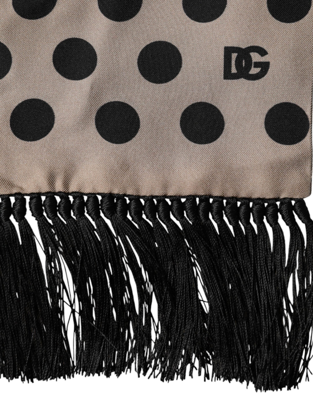 Dolce & Gabbana Brown Polka Dot Silk Fringes Foulard Men's Scarf