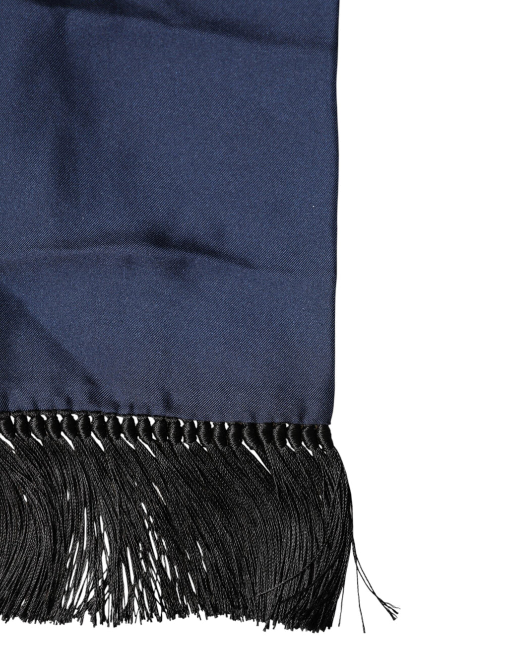Dolce & Gabbana Navy Blue Silk Fringes Neck Foulard Men's Scarf