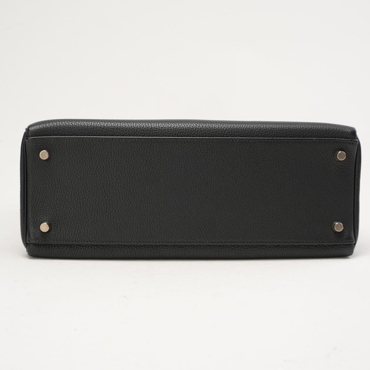 Hermes Vintage Sellier Kelly 32 Togo Black 2004
